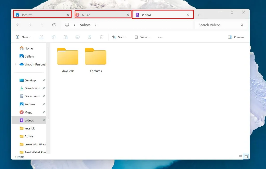 Tabs in Explorer