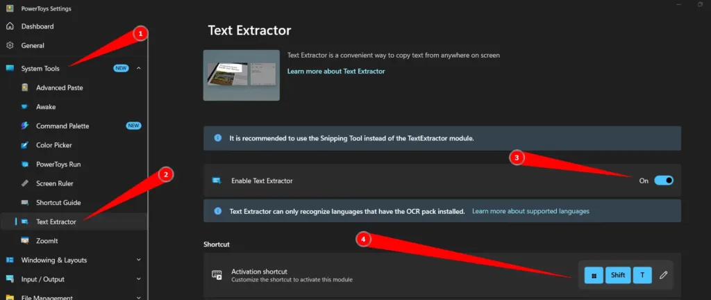 Power Toys Text Extractor