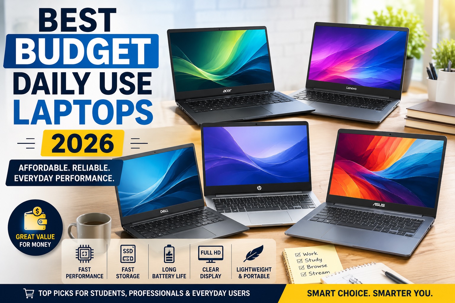 Best Budget Daily Use Laptops 2026 (US Version)