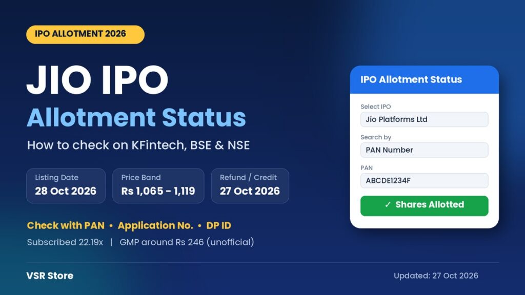 Jio IPO allotment status check on KFintech website