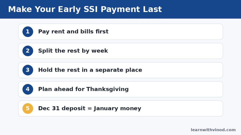 Five steps to make an early SSI payment last until the next payment