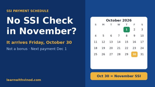 SSI Payment for November 2026: Why It Arrives October 30